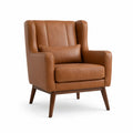 Sillón Orejero de Cuero Sintético Marrón 75x78x90 cm
