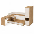 Cama nido con escritorio y estantería de MDF roble y blanco 200x90 cm