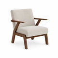 Sillón de madera con tapizado de poliéster beige