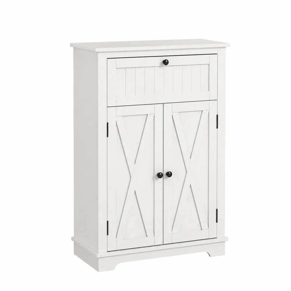 Aparador de MDF Blanco con Dos Puertas y Cajón